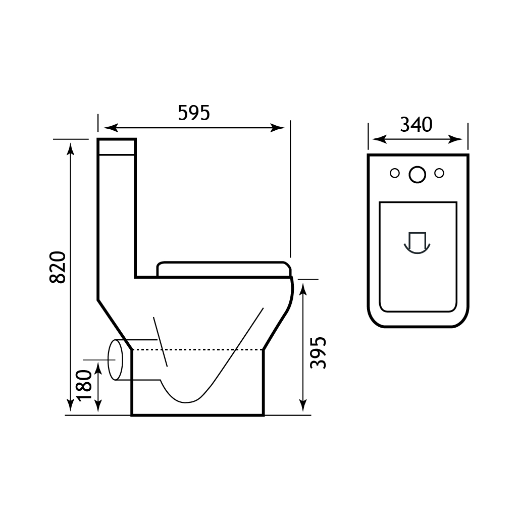 Bijou Close Coupled Rimless WC Pan with Fixings - White